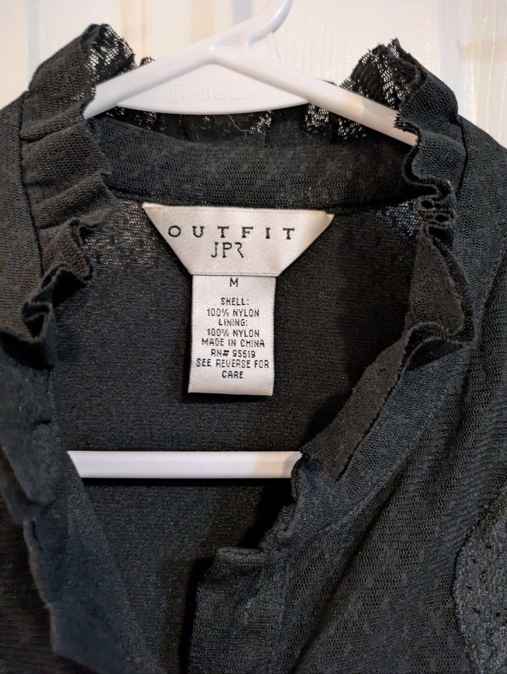 Black Lace Ruffle Button-Front Blouse - Picture 3 of 3